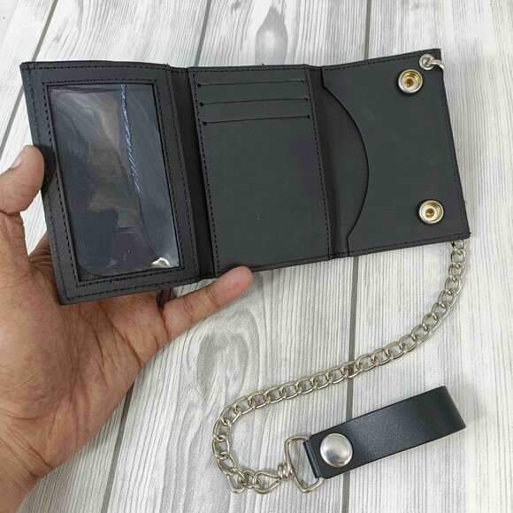 Men Genuine Leather Biker Wallet - Picture 3 of 7